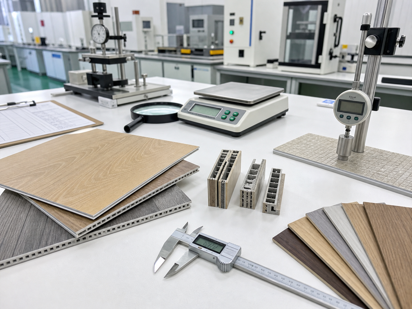 Raw material selection at SPC flooring factory