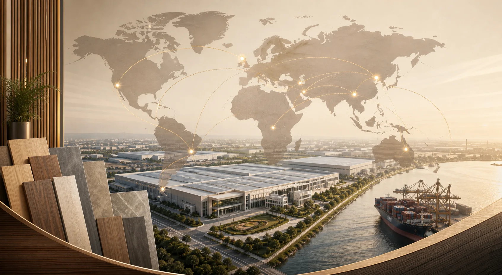 Hongtian Flooring factory location and global export route visual