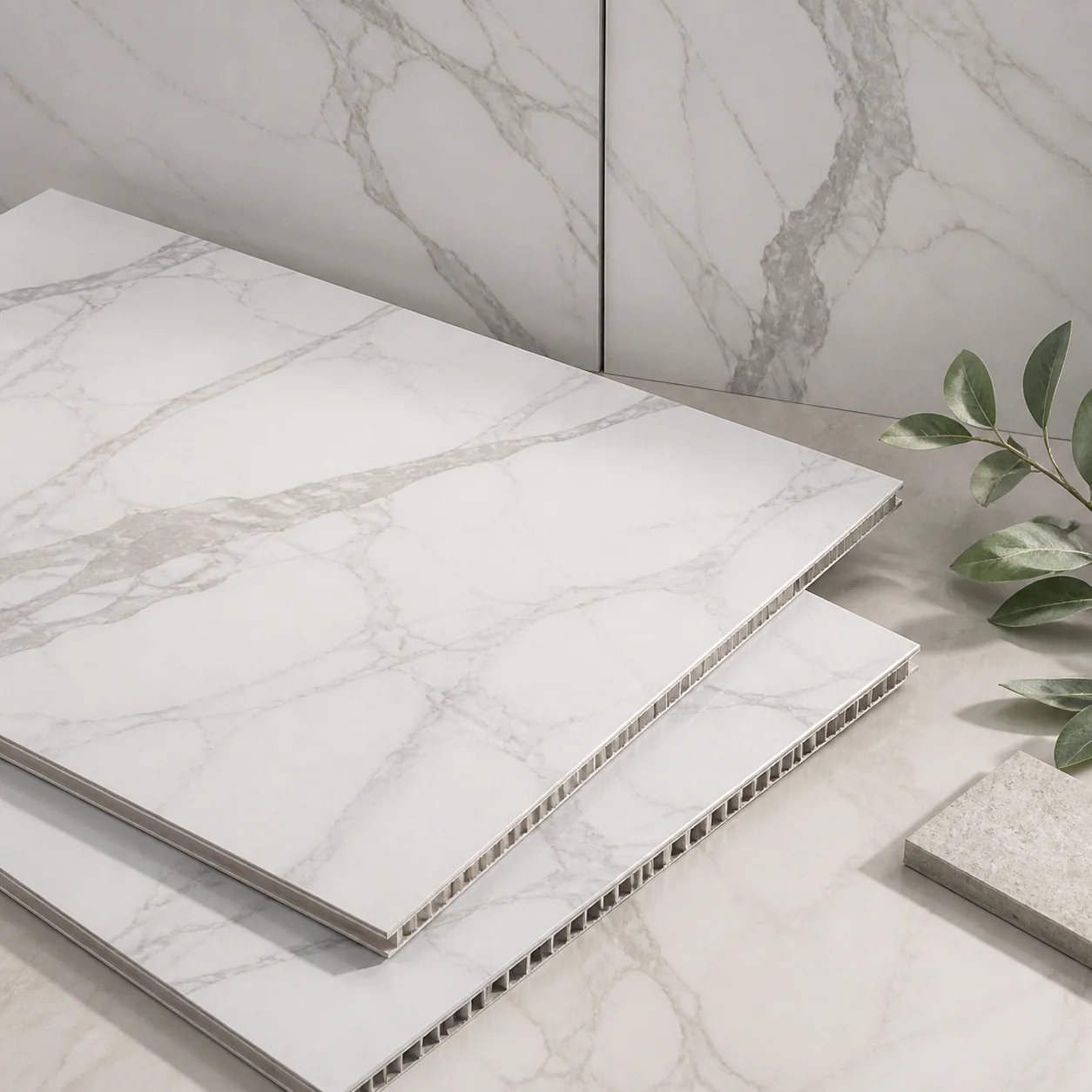 Marble look custom SPC wall panel surface